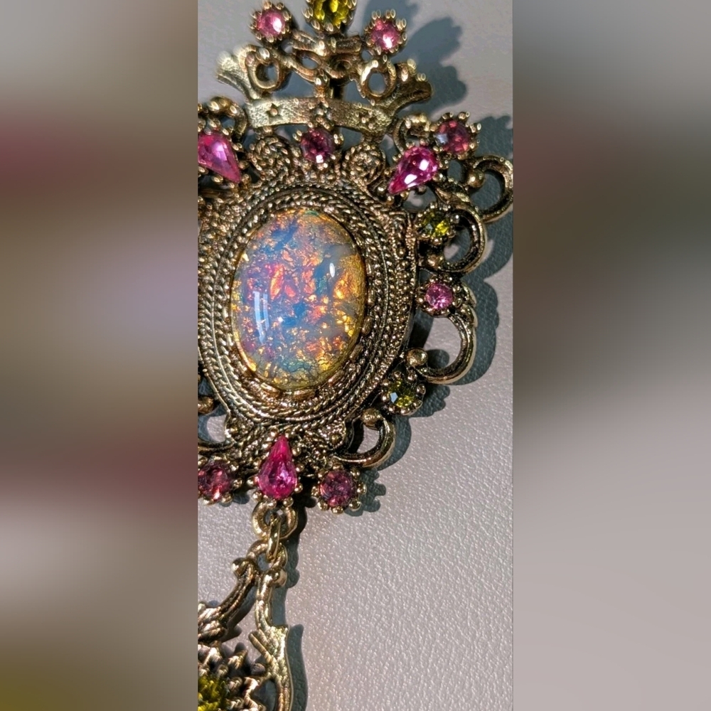 Vintage Sarah Coventry Contessa Brooch Victorian Crown Foil Rhinestones Pin - Picture 7 of 11